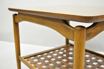 Mid Century Modern Lane Altavista Walnut Woodgrain Laminate Lattice End Table