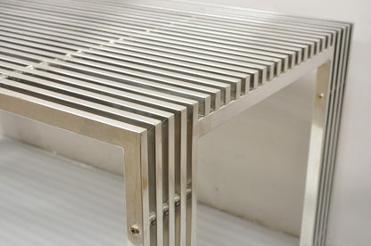 Contemporary Modern Gridiron Stainless Steel Metal Post-Modern Dining Table Desk