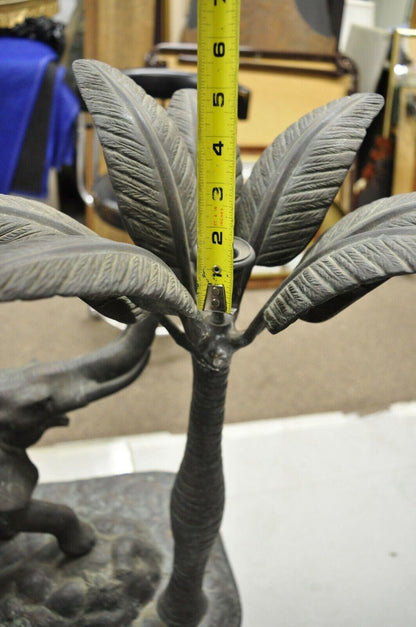 Maitland Smith Large Bronze Monkey Palm Leaf Tree Sculpture Candle Holder