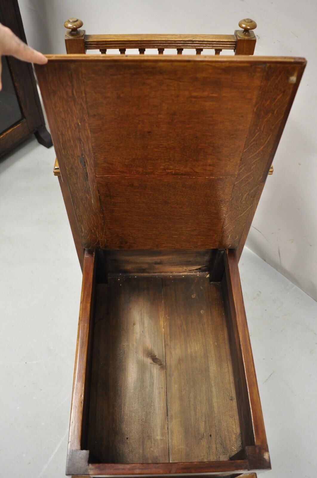 Antique English Regency Leather Top 3 Tier Side Table with Hidden Storage