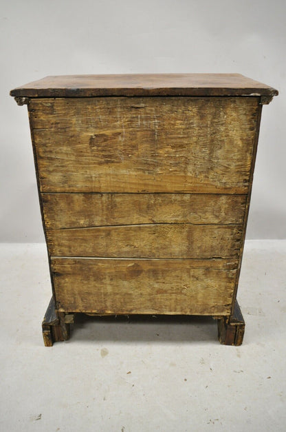 19th Century Italian Marquetry Inlay Walnut 3 Drawer Commode Chest Nightstand