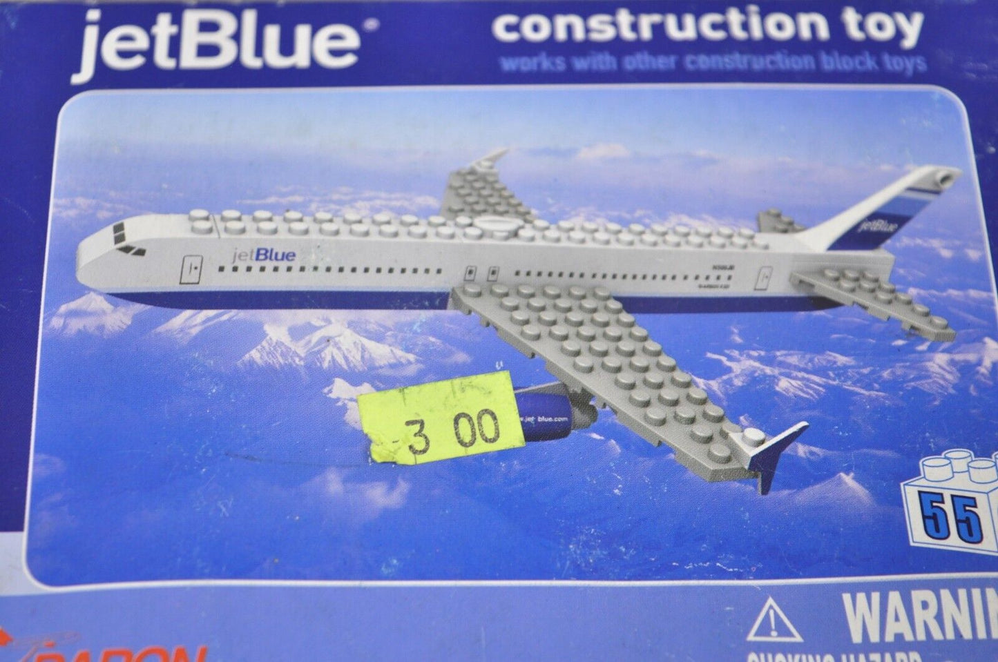 2003 Daron Jet Blue Airplane Plane Construction Toy Lego Block Model BL175 NOS