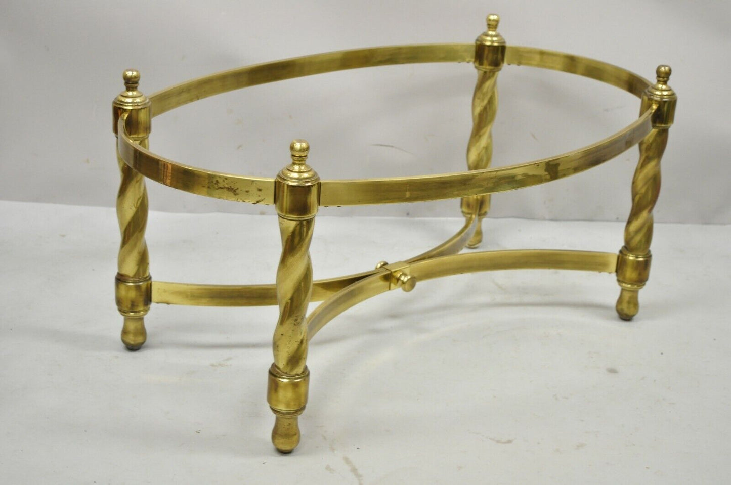 Vintage Brass Hollywood Regency Spiral Twist Oval Coffee Table Base Mastercraft