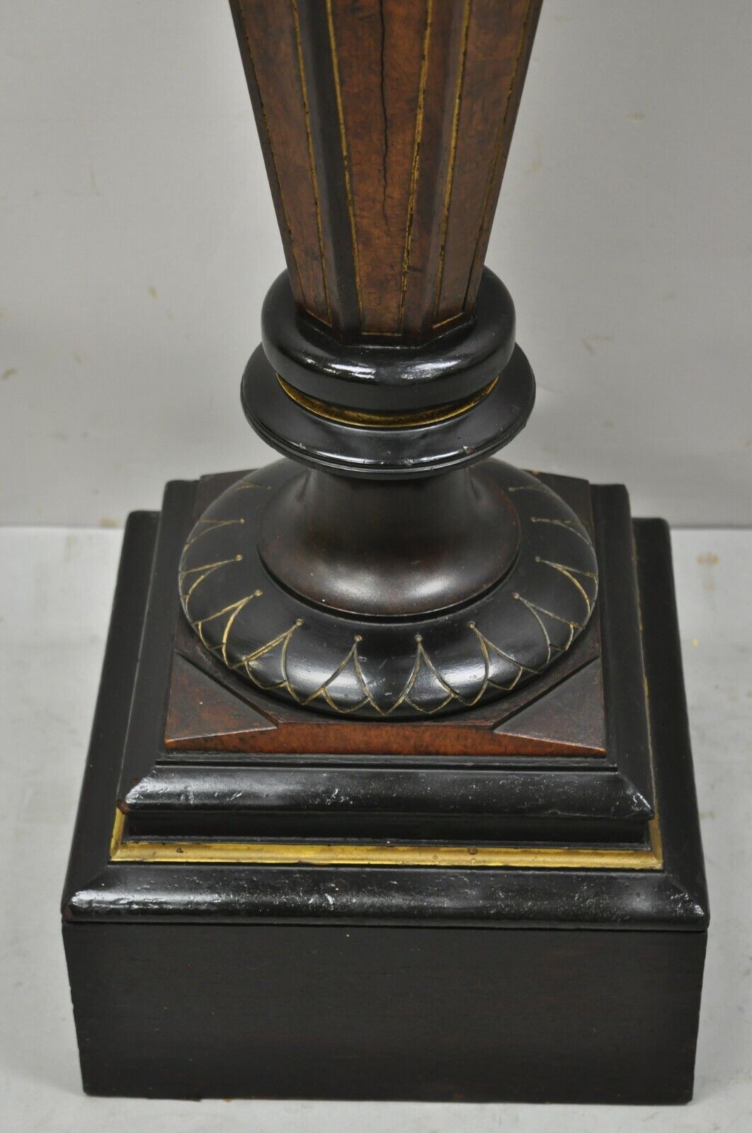 Antique Ebonized Victorian Aesthetic Movement Marble Top Pedestal Plant Stand