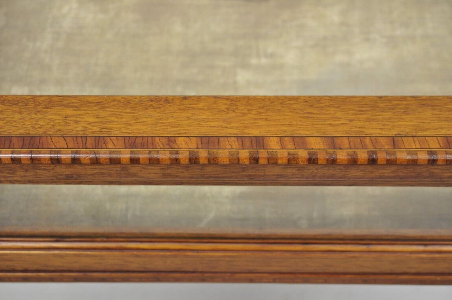 Antique English Edwardian Inlaid Mahogany Small Bijouterie Curio Display Table