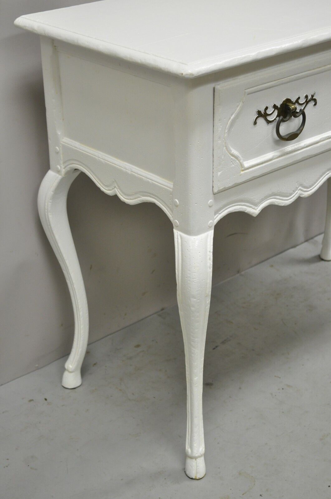 Vintage Baker French Country Regency Style Hoof Feet One Drawer Console Table