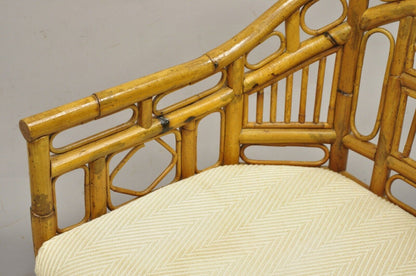 Vintage Lane Bamboo Fretwork Rattan Hollywood Regency Club Lounge Chair