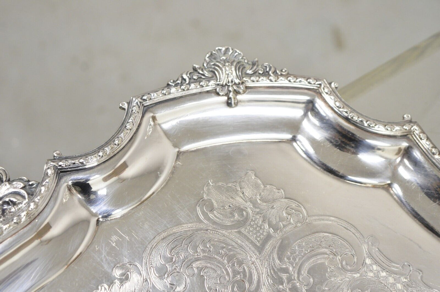 Victorian WA England Silver Plated Ornate Twin Handle Serving Platter Tray