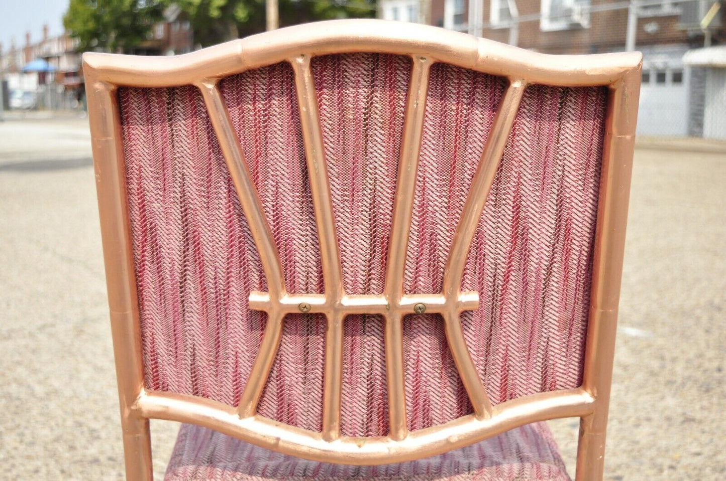 Shelby Williams Faux Bamboo Pink Rose Gold Upholstered Banquet Dining Chairs