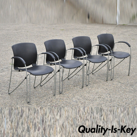 Early 21 C. Haworth Zooey Chu Stacking Waiting Room Office Arm Chairs - Set of 4