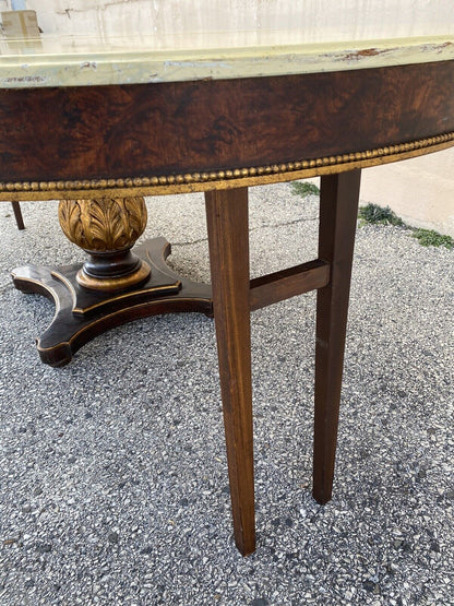 Vintage Italian Regency Style Pedestal Base Round Dining Table Cream Lacquer Top