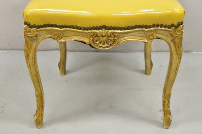 Vintage French Louis XV Style Parcel Gilt Carved Dining Side Chairs - Set of 10