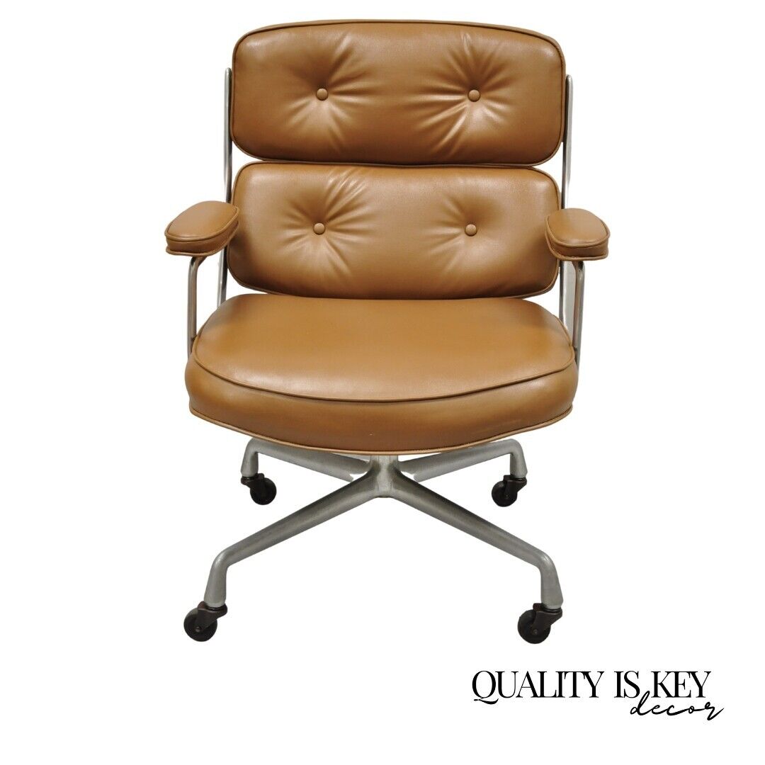 Herman Miller Eames Time Life Brown Faux Leather Rolling Office Desk Chair
