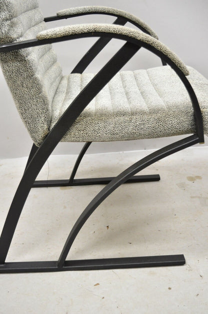 Mid Century Modern Cal-Style Furniture Art Deco Metal Frame Lounge Arm Chair