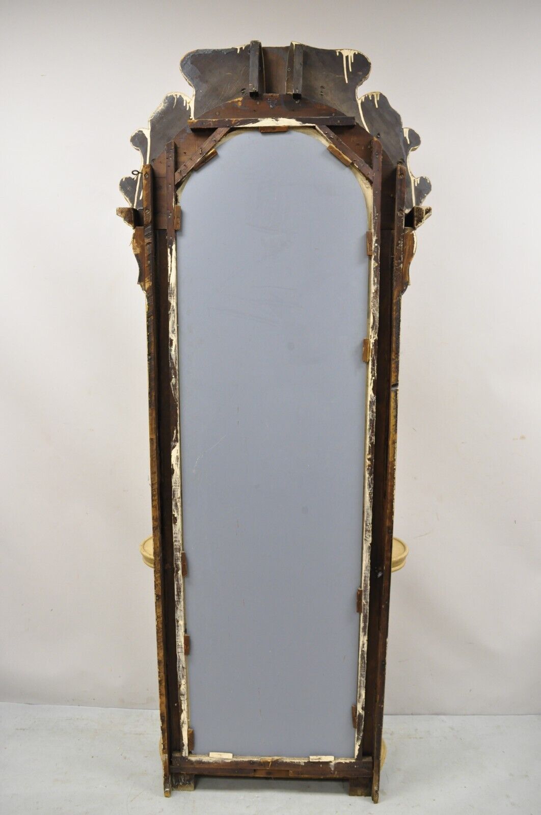 Antique American Victorian 88" Tall Hall Entry Mirror with Pedestal Plant Stands