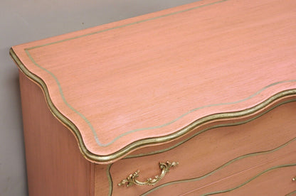 Vintage Hollywood Regency Dorothy Draper Style Bubblegum Pink 6 Drawer Dresser
