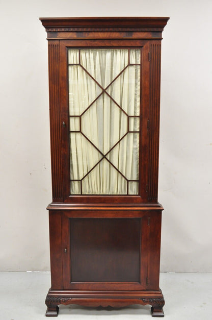 Vintage Georgian Style Mahogany Corner Cabinet China Cabinet with Glass Door