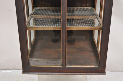 Antique Wood & Glass Counter Top Display County Store Pie Safe Display Cabinet