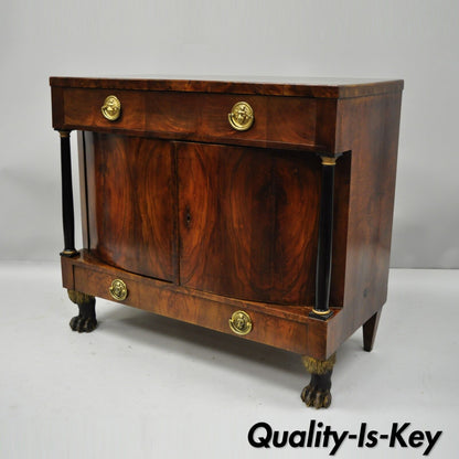 19th C American Empire Lion Claw Foot Crotch Mahogany Server Cabinet