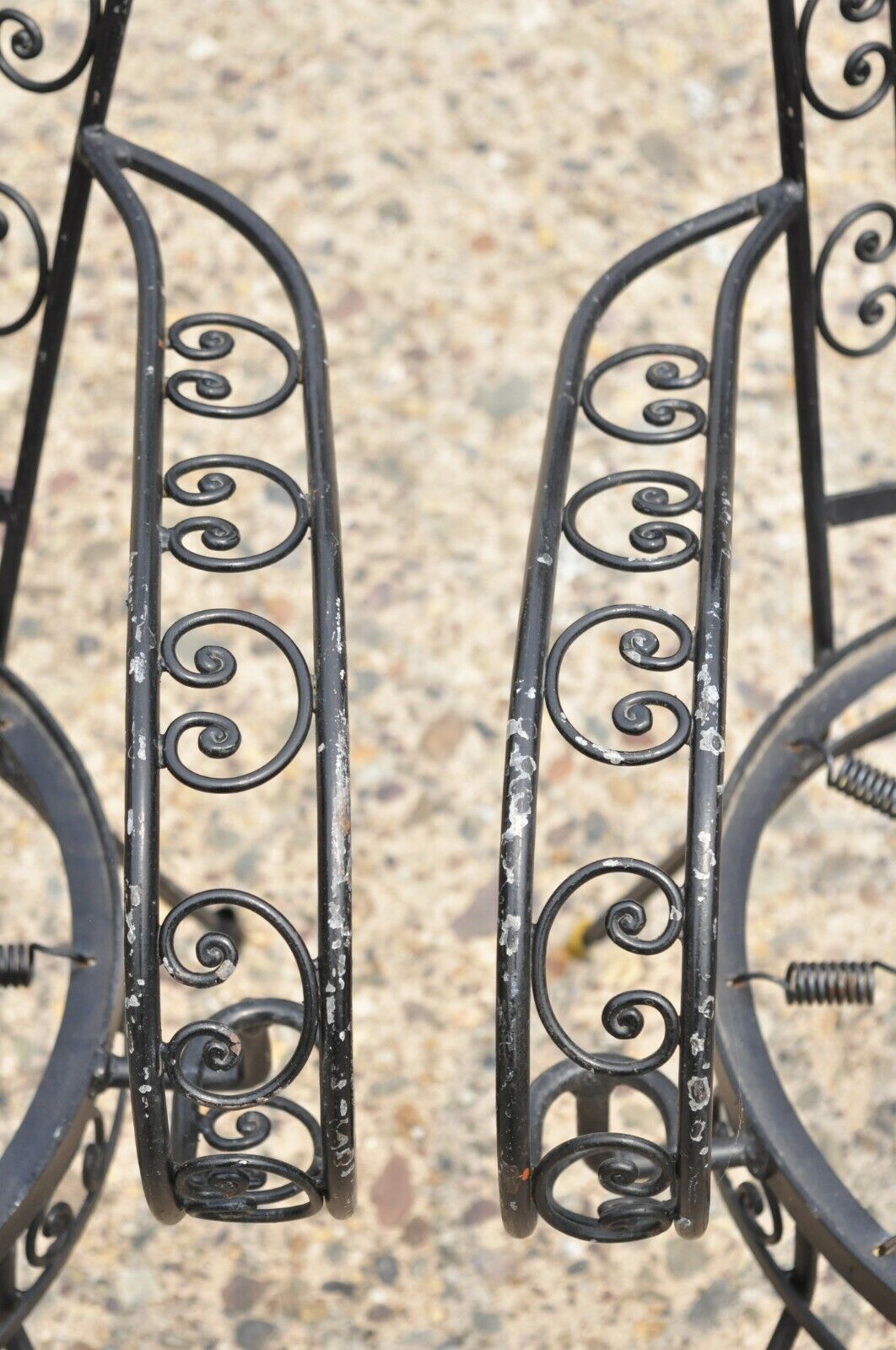 Vintage Italian Regency Wrought Iron Fan Back Sunroom Dining Chairs - Set of 4