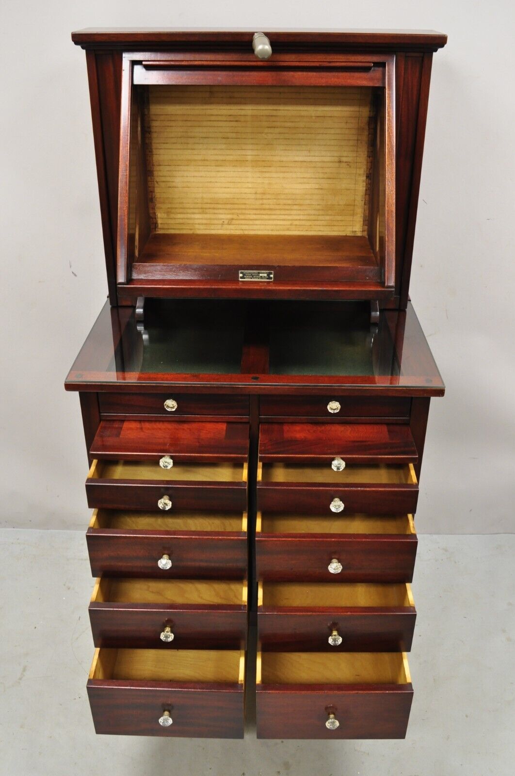 Mahogany Genothalmic Cabinet by General Optical Co Roll Top Medical Work Desk