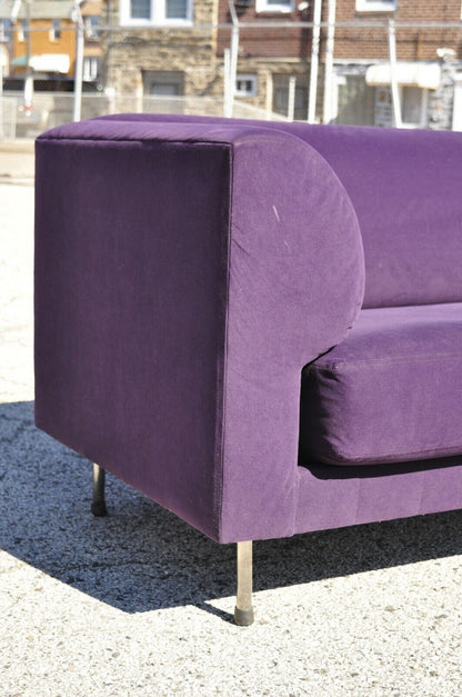 Larry Laslo for Directional Purple Modern Italian Bauhaus Style Chrome Leg Sofa