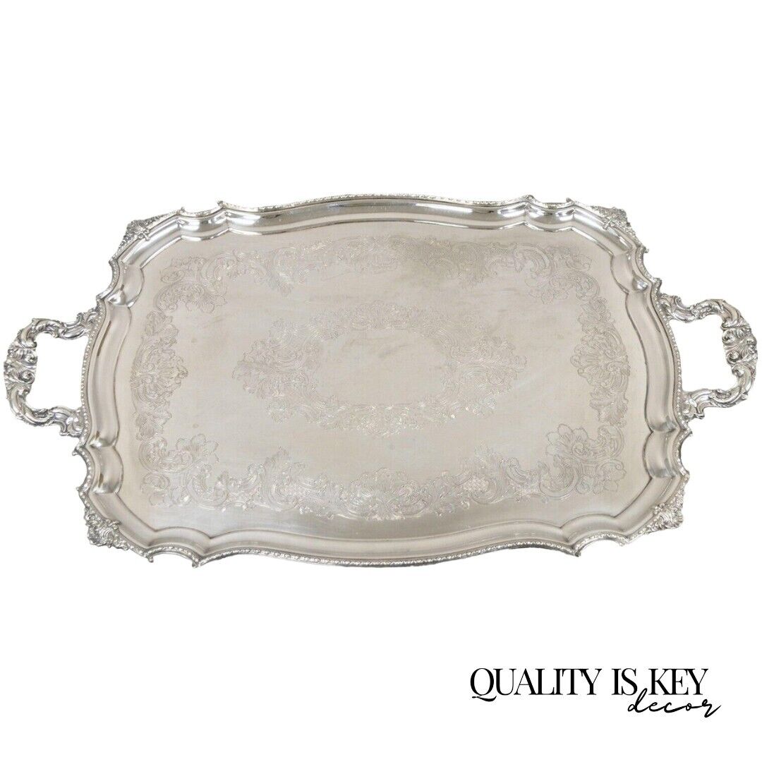 Victorian WA England Silver Plated Ornate Twin Handle Serving Platter Tray