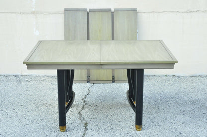 Blowing Rock Mid Century Black Lacquer Pedestal James Mont Style Dining Table