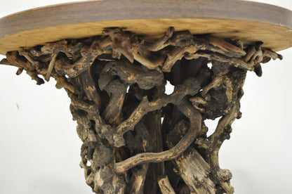 Vintage Driftwood Root Base Drift Wood Pedestal Naturalistic Accent Side Table