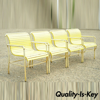 Vintage Faux Bamboo Aluminum Yellow Hauser Pool Patio Dining Chairs - Set or 4