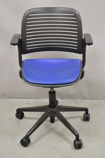 Steelcase 487 Cachet Swivel Office Desk Chair with Blue Seat