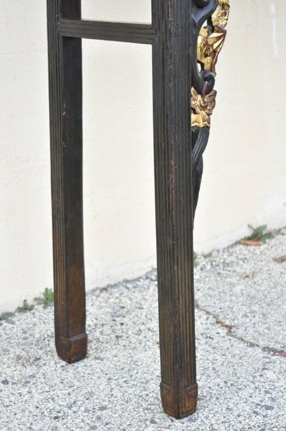 Antique Chinese Hardwood Tall Altar Table Console Table Carved Gold Gilt Detail