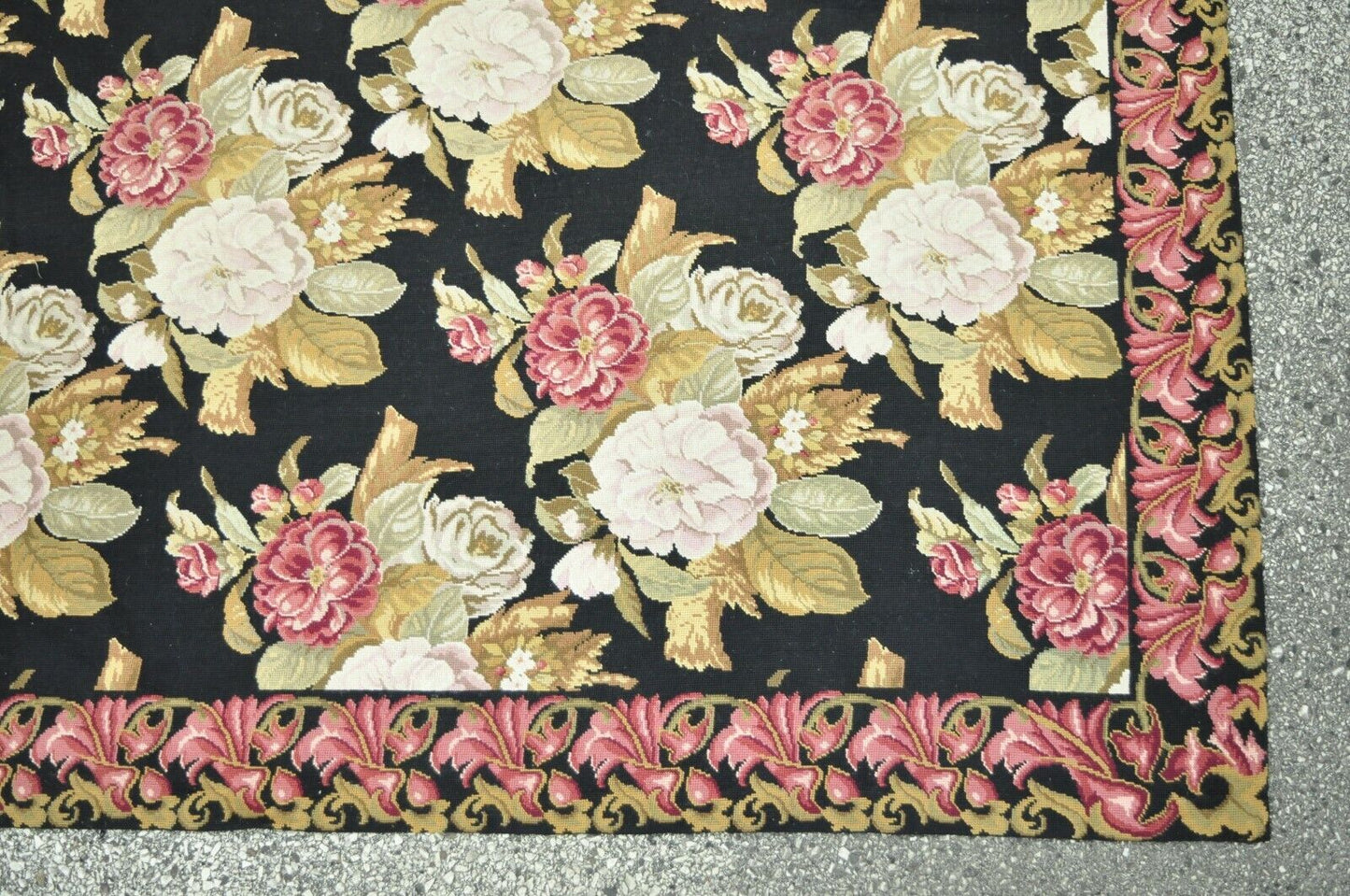 Antique Large 164"x120" American Art Nouveau Floral Hand Hooked Wool Rug Carpet
