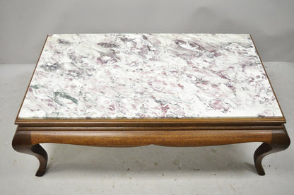 20th Century Georgian Hollywood Regency Mahogany Frame Marble Top Coffee Table