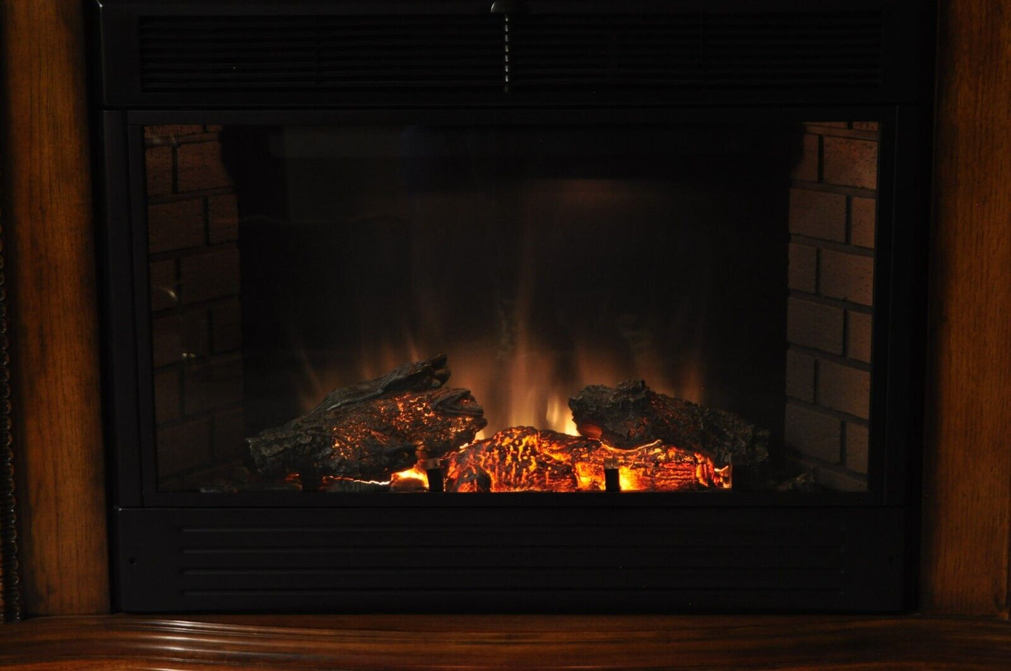 Twin Star International 62" Cherry Wood Empire Style Heater TV Stand Fireplace