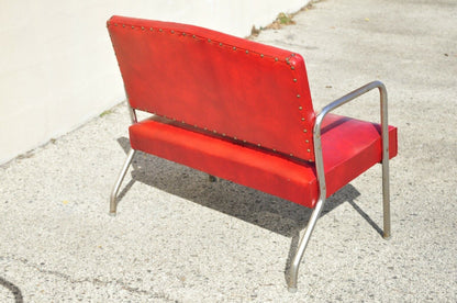 Vintage Yale Tubular Steel Metal Loveseat and Pair Lounge Arm Chair - 3pc Set