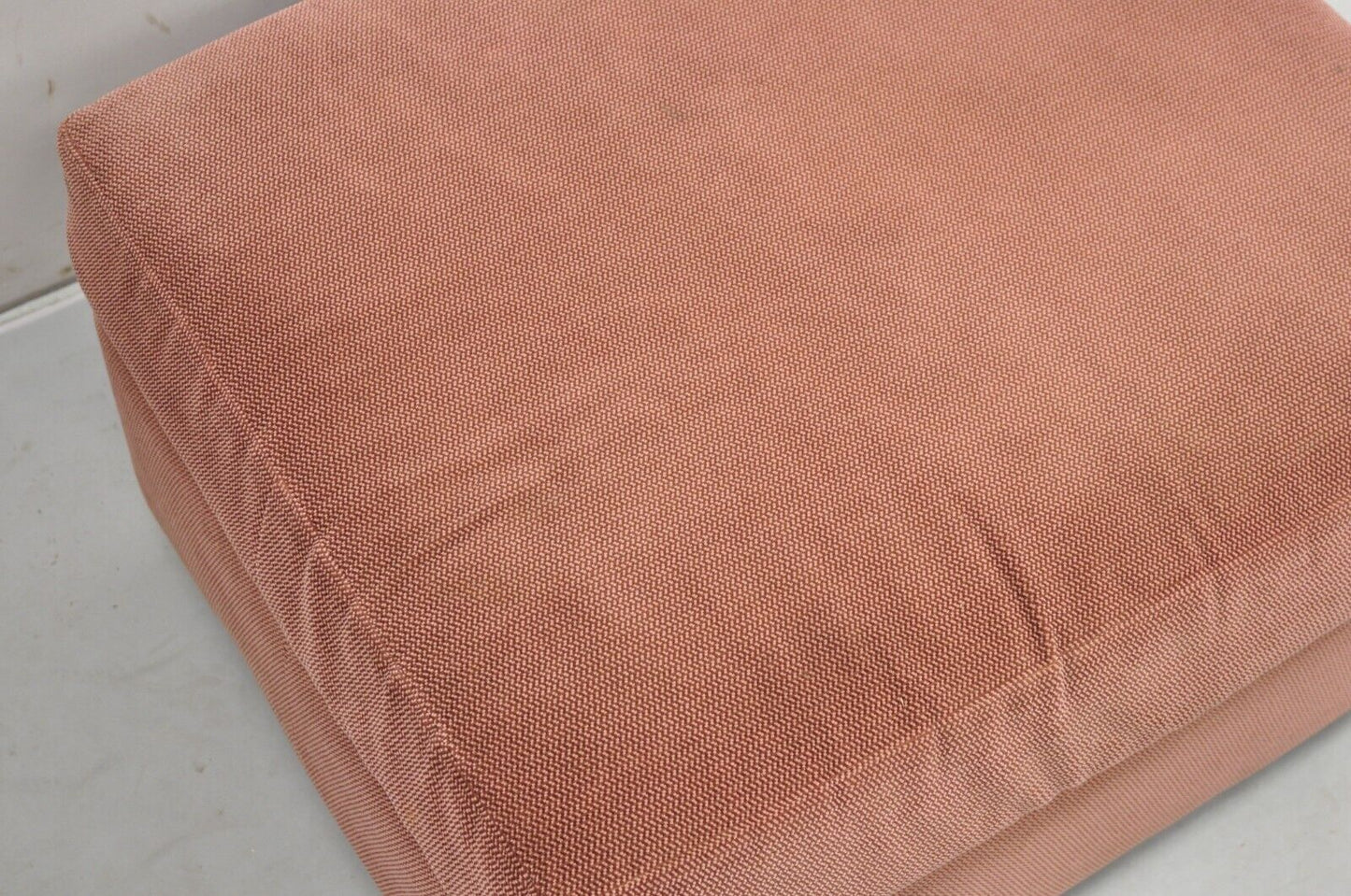 Vintage Thayer Coggin Modern Upholstered Mauve Color Ottoman on Wheels