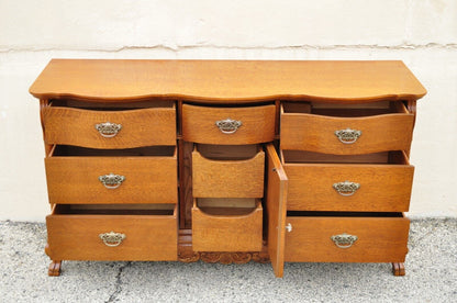 Lexington Victorian Sampler Oak Triple Dresser with Mirror