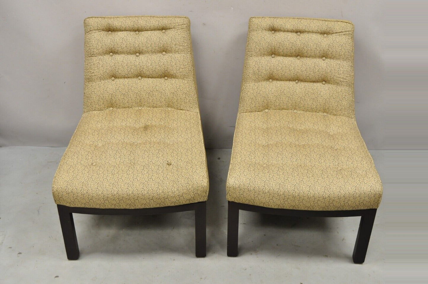 Edward Wormley for Dunbar Wood Frame Slipper Lounge Chairs - a Pair