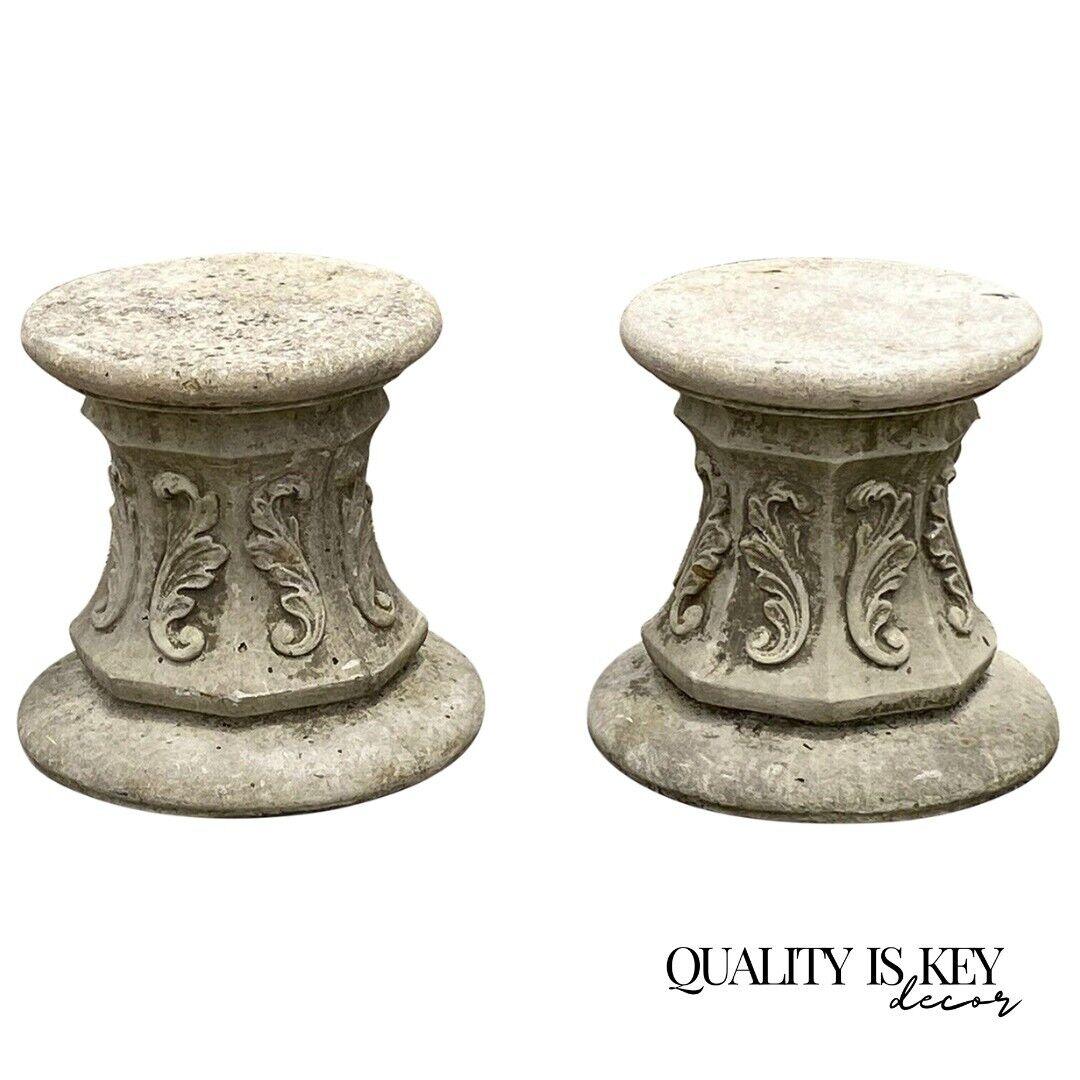 Italian Classical French Regency Style 16" Cement Outdoor Garden Pedestal - Pair