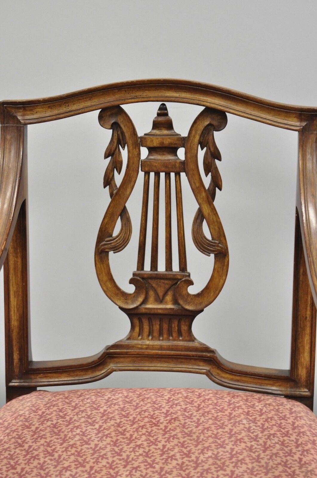 Pair of Antique Louis XVI French Style Lyre Back Chairs Italian Armchairs