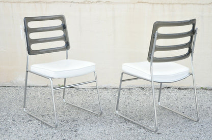 Mid Century Smoked Lucite Back Chrome Frame Base Dining Chairs - Set of 6