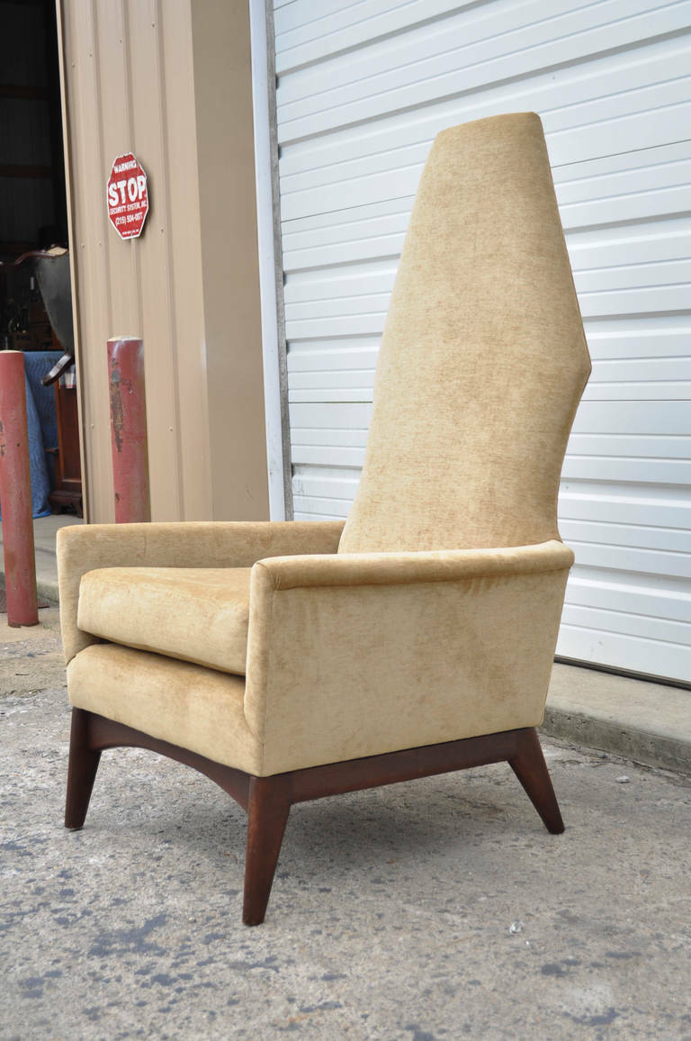 Mid Century Modern High Back Walnut Lounge Chair Adrian Pearsall Milo Baughman
