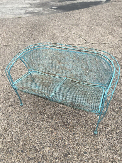 Vintage Salterini Style Zig Zag Wrought Iron Mid Century Patio Settee Loveseat