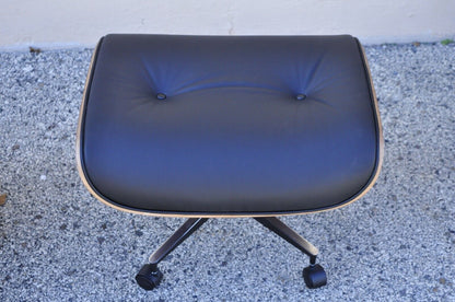 Mid Century Palisander Plywood Lounge Chair and Ottoman Eames Style on Wheels