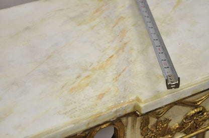 Vintage Italian Neoclassical Style Marble Top Cream and Gold Gilt Console Table