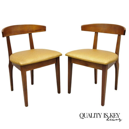 Mid Century Modern Cherry Wood Curved Back Hoof Leg Side Chair - a Pair