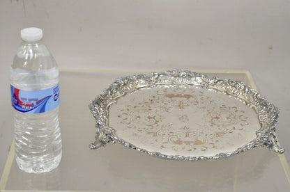 Vtg 1940s Victorian Silver Plate 12" Ornate Round Platter Tray to Francis Biddle