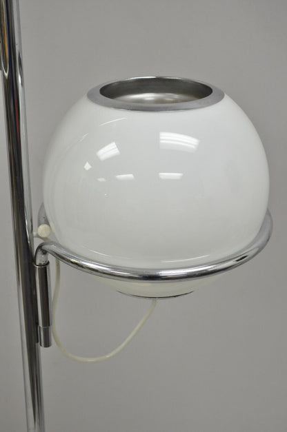 Reggiani Mid Century Italian Modern Double Glass Orb Chrome Marble Floor Lamp