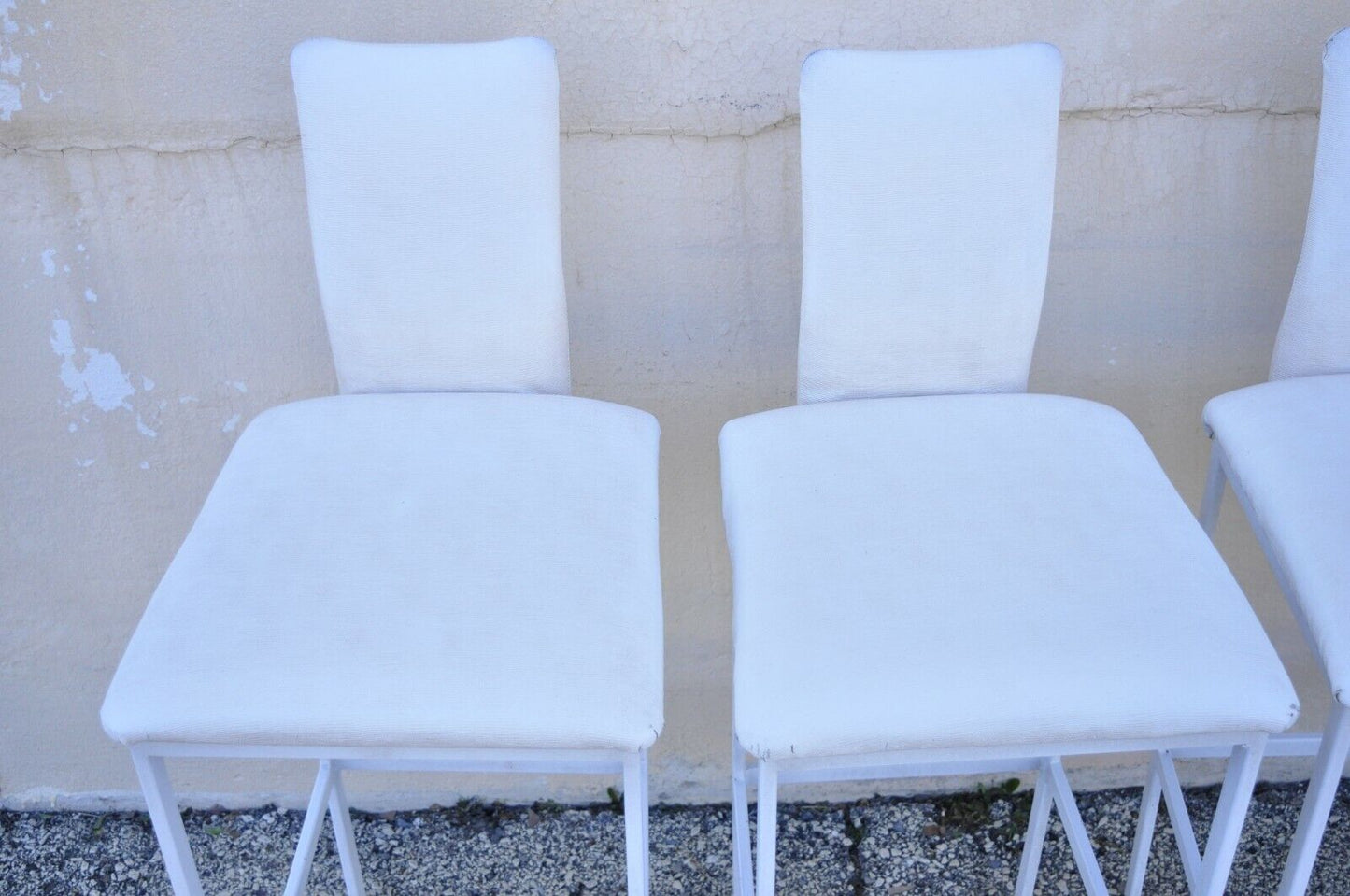 Minson Ent. Contemporary Modern White Metal Sculpted Barstools Chair - Set of 4